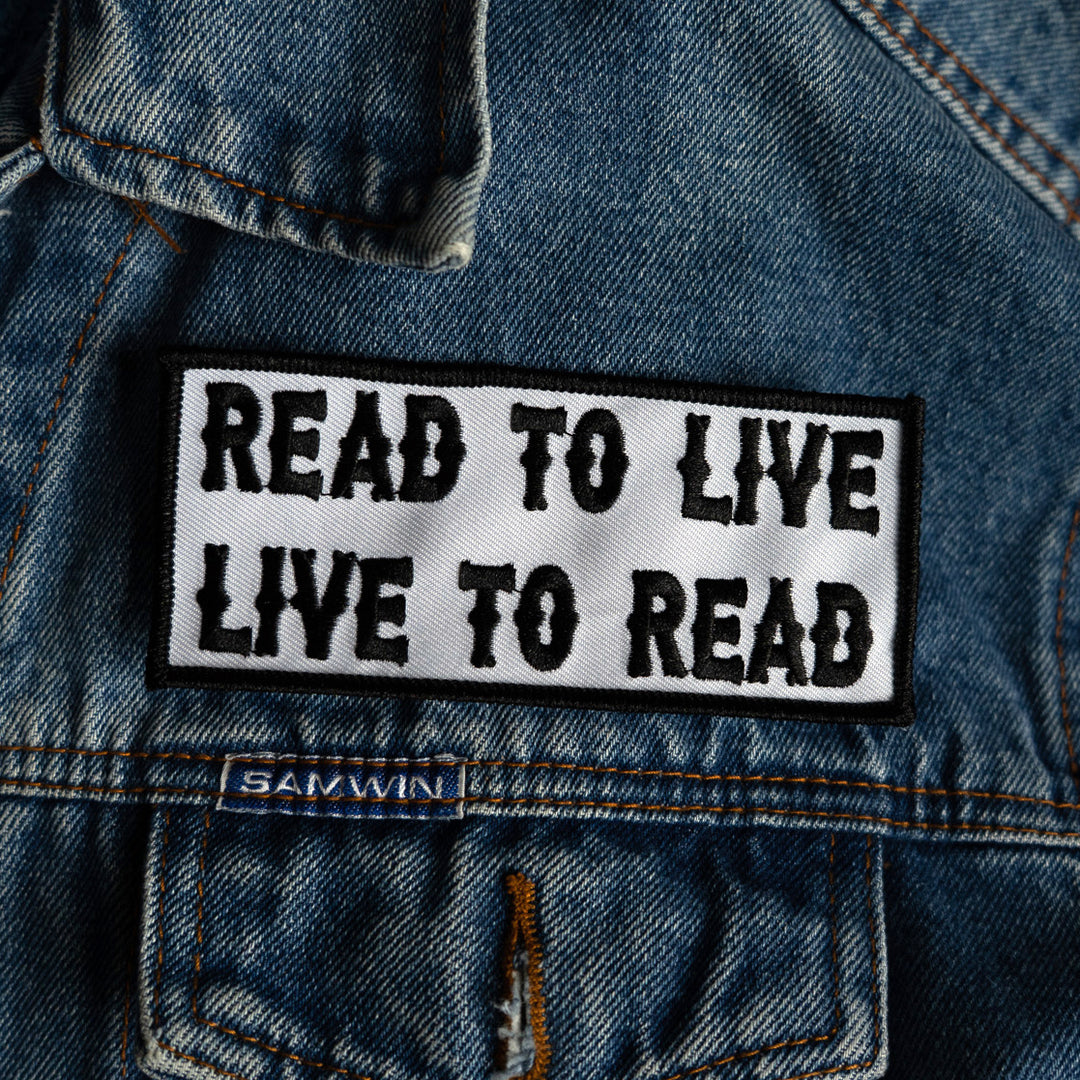 Read to Live, Live to Read! Embroidered Patch denim jacket