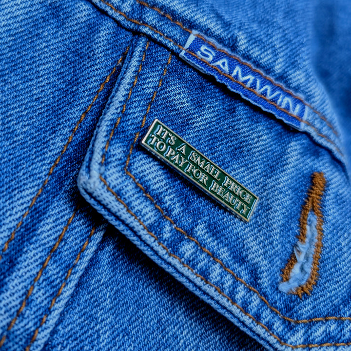 Butch Cassidy and the Sundance Kid Enamel Pin “It’s a Small Price for Beauty” on jacket
