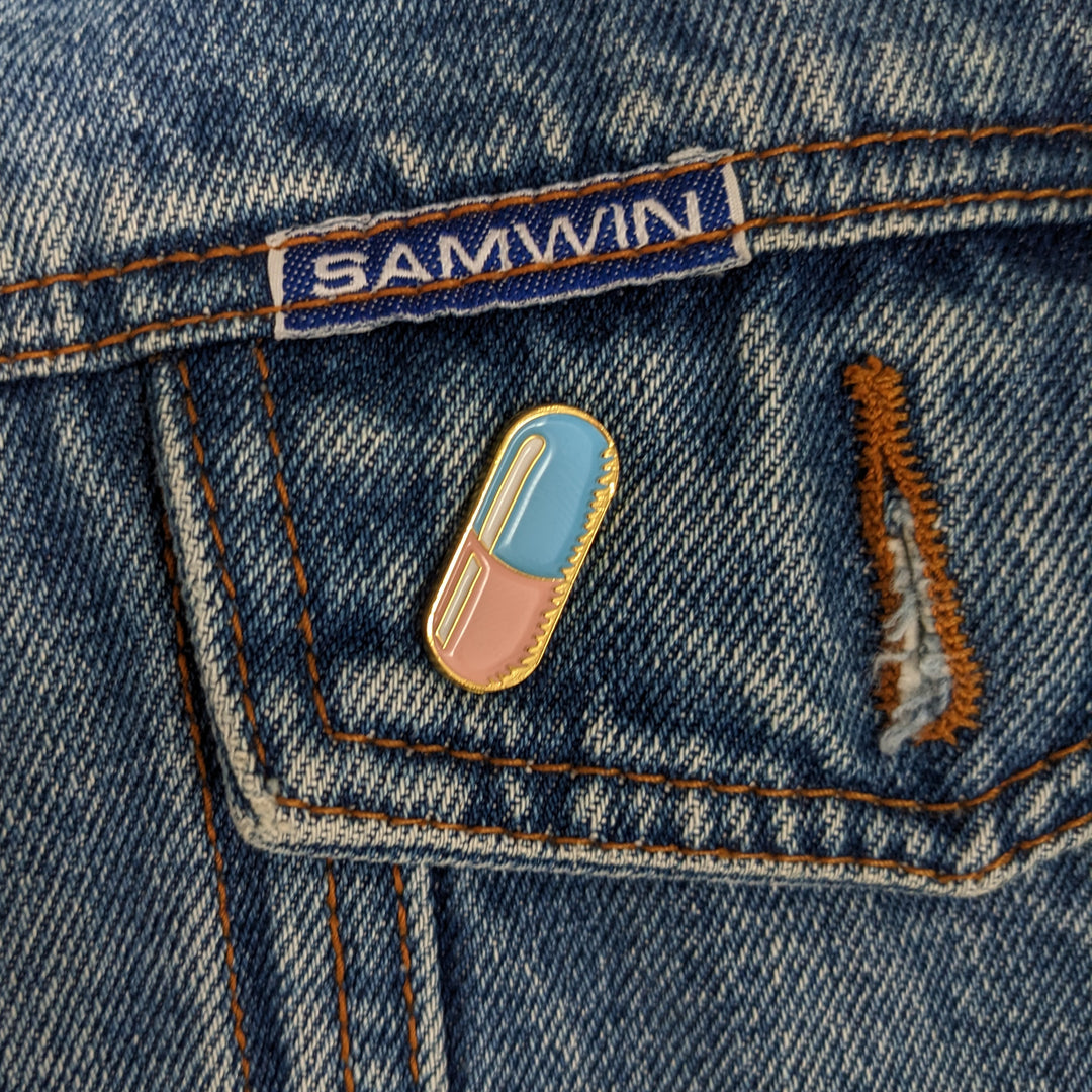Akira Pin - Kaneda Jacket Enamel Pin warn on jacket