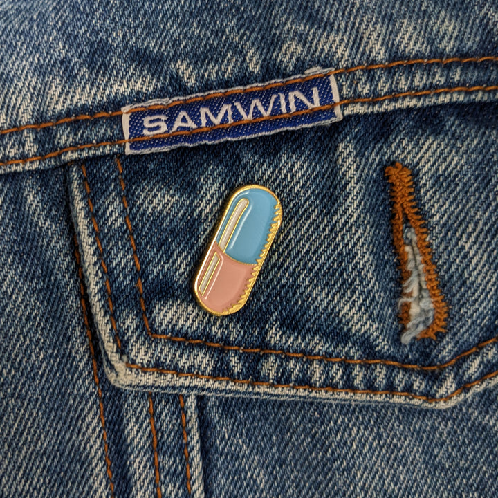 Akira Pin - Kaneda Jacket Enamel Pin warn on jacket