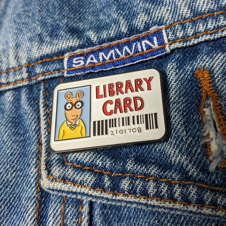 Arthur Library Card Enamel Pin on jacket