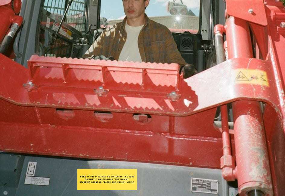 The Mimmy Bumper sticker on a tractor