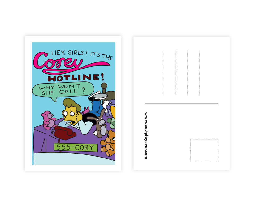 Corey Hotline Postcard - bestplayever